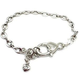 Brighton Clip On Charms Bracelet W/  Non-Brand Etched Heart Clasp 9 Inch